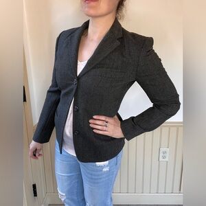 Ralph Ralph Lauren Vintage Union Blazer Gray Herringbone 3 Button Women’s Sz 8